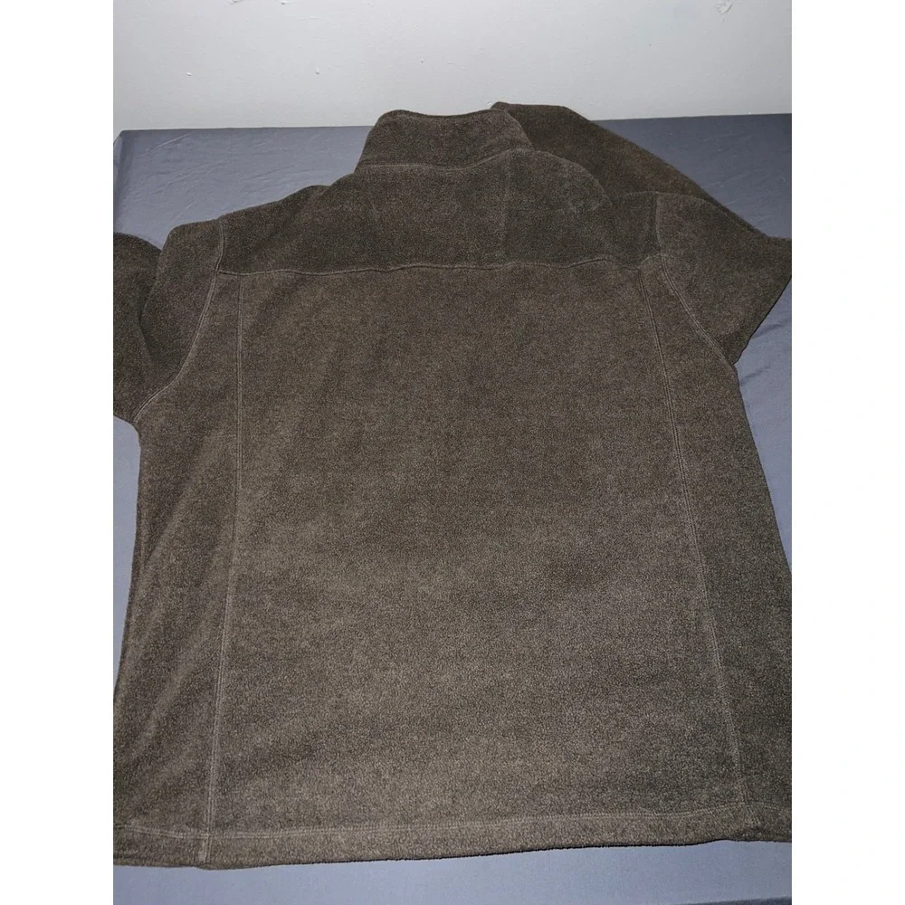 St Johns Bay Mens XL Brown Fleece Quarter Zip Pullover Sweater Mock Neck Pocket